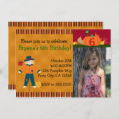 Scarecrow Herfst Autumn Photo Party Invitation Kaart (Voorkant / Achterkant)