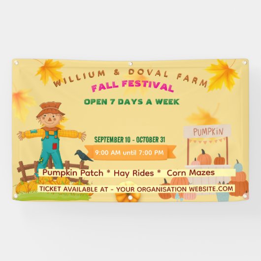 Scarecrow Herfst Festival Harvest Market Banner (Horizontaal)
