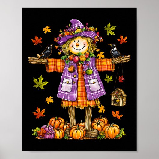 Scarecrow Herfst Herfst Seizoen Pompoen Thanksgivi Poster (Voorkant)