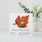 Scarecrow Herfst Maple Foliage Party Invitation Kaart (Staand voorkant)