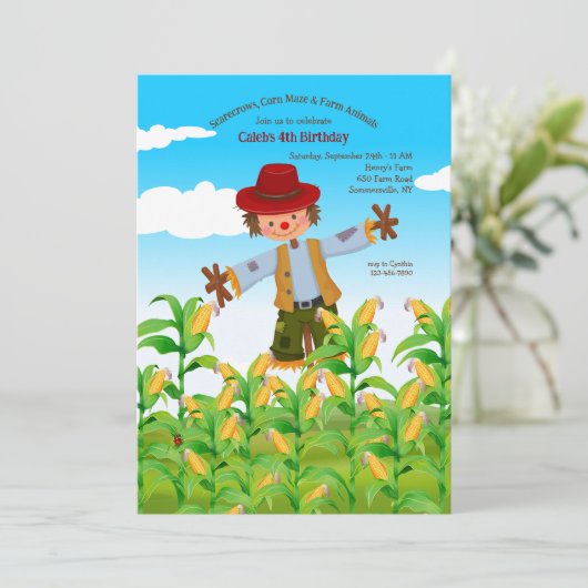 Scarecrow Herfst Verjaardag Kaart (Staand voorkant)