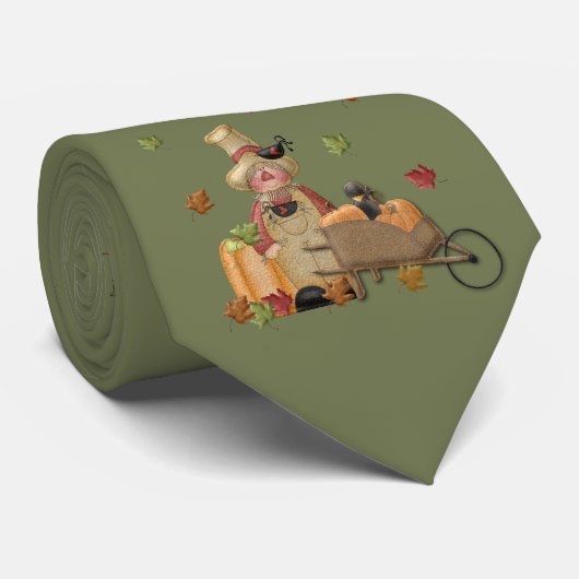 Scarecrow-herfstscène-tie Stropdas (Opgerold)