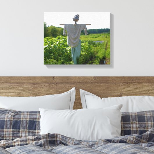 Scarecrow in tuinveld canvas afdruk (Insitu (Slaapkamer))