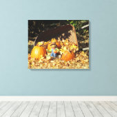 Scarecrow King op zijn pompoen troon Canvas Afdruk (Insitu (Houten vloer))