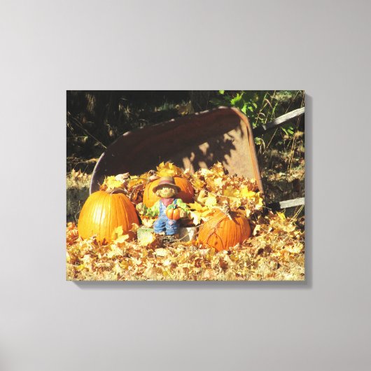 Scarecrow King op zijn pompoen troon Canvas Afdruk (Voorkant)