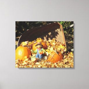 Scarecrow King op zijn pompoen troon Canvas Afdruk