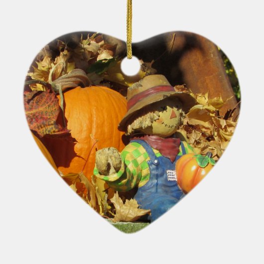 Scarecrow King op zijn pompoen troon Keramisch Ornament (Achterkant)