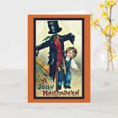 Scarecrow met bovenste halloween Kaart (Gele Bloem)