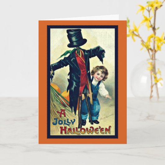 Scarecrow met bovenste  halloween Kaart (Gele Bloem)