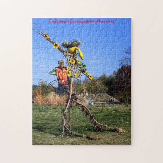 Scarecrow Minnesota kerstgroet Legpuzzel (Verticaal)