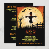 Scarecrow Moonlight Halloween Party nodigt uit Kaart (Voorkant / Achterkant)