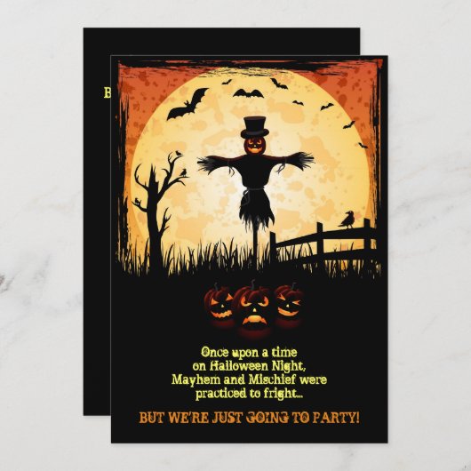 Scarecrow Moonlight Halloween Party nodigt uit Kaart (Voorkant / Achterkant)