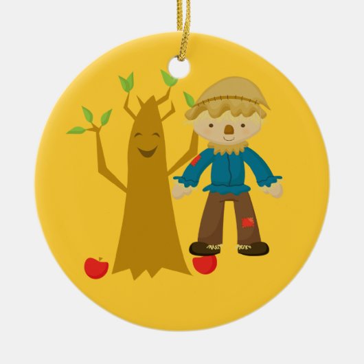 Scarecrow naast Talking Tree-kerstversiering Keramisch Ornament (Voorkant)