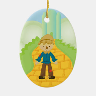 Scarecrow on Yellow Brick Road met kerstversiering Keramisch Ornament