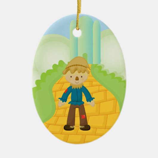 Scarecrow on Yellow Brick Road met kerstversiering Keramisch Ornament (Voorkant)
