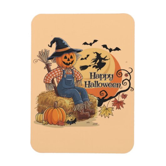 Scarecrow Pompoen Halloween Rustieke Vibes Art Magneet (Verticaal)