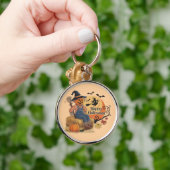 Scarecrow Pompoen Halloween Rustieke Vibes Art Sleutelhanger (Hand)