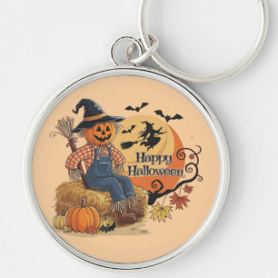 Scarecrow Pompoen Halloween Rustieke Vibes Art Sleutelhanger