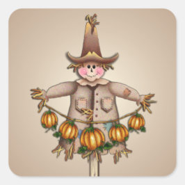SCARECROW & PUMPKIN GARLAND DOOR SHARON SHARPE VIERKANTE STICKER
