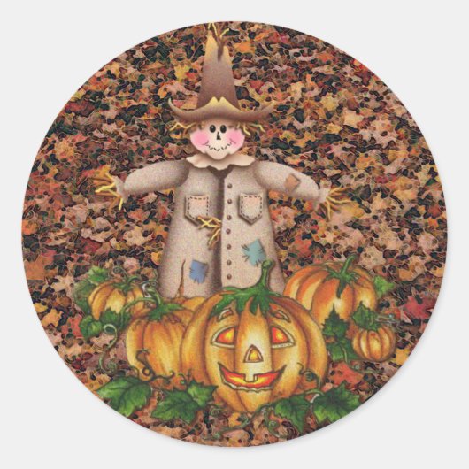 SCARECROW & PUMPKIN PATCH DOOR SHARON SHARPE RONDE STICKER (Voorkant)