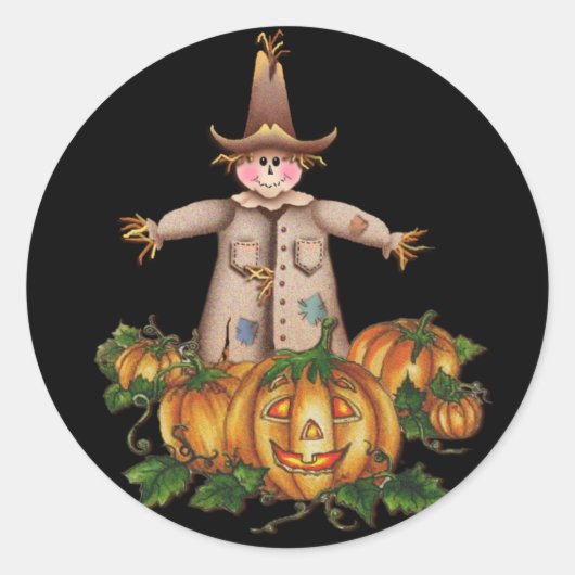 SCARECROW & PUMPKIN PATCH DOOR SHARON SHARPE RONDE STICKER (Voorkant)