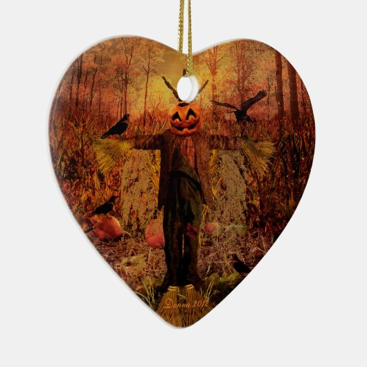 Scarecrow Pumpkin Patch Heart Ornament (Rechts)