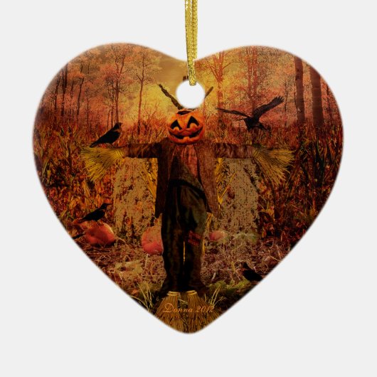 Scarecrow Pumpkin Patch Heart Ornament (Voorkant)