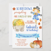 Scarecrow pumpkins bales van hay-verjaardagsuitnod kaart (Voorkant)