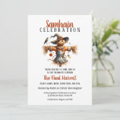 Scarecrow Samhain Harvest Halloween Party Kaart (Staand voorkant)