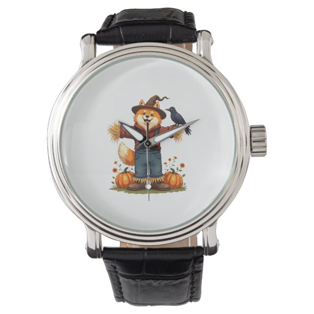 Scarecrow Samoyed Dog Horloge (Voorkant)