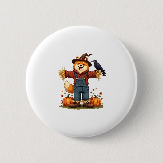 Scarecrow Samoyed Dog Ronde Button 5,7 Cm (Voorkant)