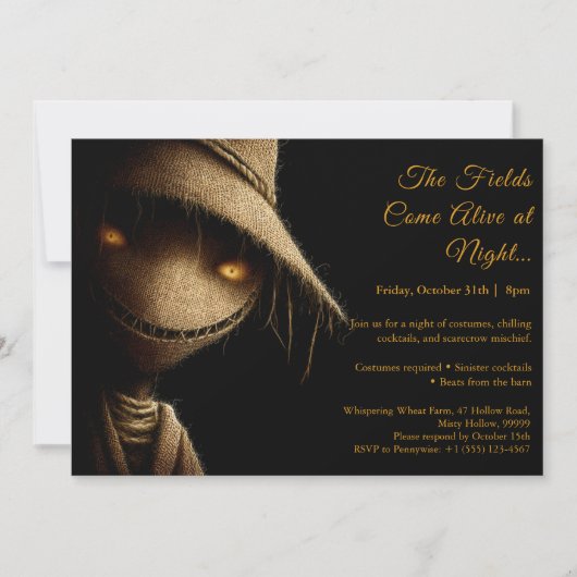 Scarecrow Shadows Halloween Costume Party Invitati Kaart (Voorkant)