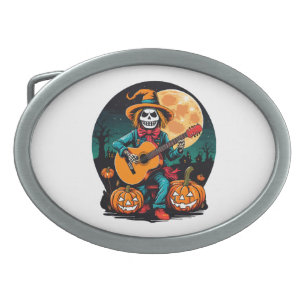 Scarecrow speelt gitaar en viert Halloween Gesp