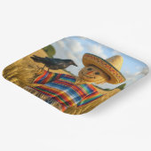 Scarecrow Wearing a Sombrero and Poncho Papieren Bordje (Gebogen)