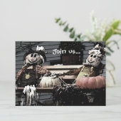 Scarecrows Pumpkins Autumn Afbeelding Kaart (Staand voorkant)