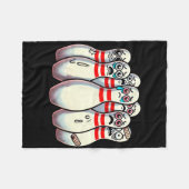 Scared Bowling Pins Cartoon Fun Bowler Humorous Me Fleece Deken (Voorkant (Horizontaal))