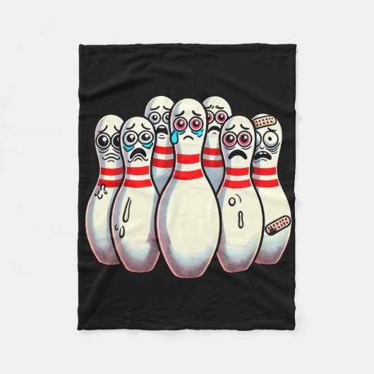 Scared Bowling Pins Cartoon Fun Bowler Humorous Me Fleece Deken (Voorkant)