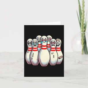 Scared Bowling Pins Cartoon Fun Bowler Humorous Me Kaart