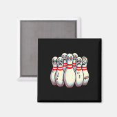 Scared Bowling Pins Cartoon Fun Bowler Humorous Me Magneet (Voorkant / Achterkant)