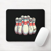 Scared Bowling Pins Cartoon Fun Bowler Humorous Me Muismat (Met muis)
