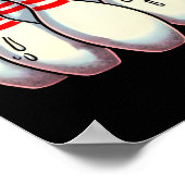 Scared Bowling Pins Cartoon Fun Bowler Humorous Me Poster (Hoek)