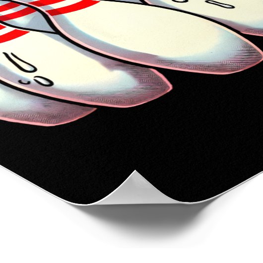 Scared Bowling Pins Cartoon Fun Bowler Humorous Me Poster (Hoek)