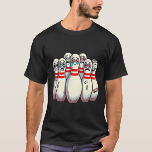Scared Bowling Pins Cartoon Fun Bowler Humorous Me T-shirt