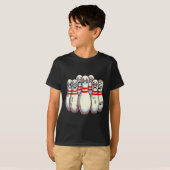 Scared Bowling Pins Cartoon Fun Bowler Humorous Me T-shirt (Voorkant volledig)