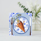 Scared Carrot Christmas Dinner setting Groenten Feestdagenkaart (Staand voorkant)