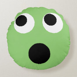 Scared Face Green Emoticon Emoji Rond Kussen