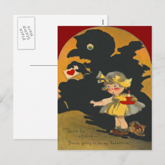 Scared Girl Puppy Dog Monster Valentijn Feestdagenkaart (Voorkant / Achterkant)