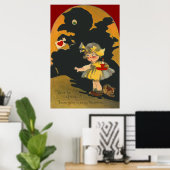 Scared Girl Puppy Dog Monster Valentijn Poster (Thuiskantoor)