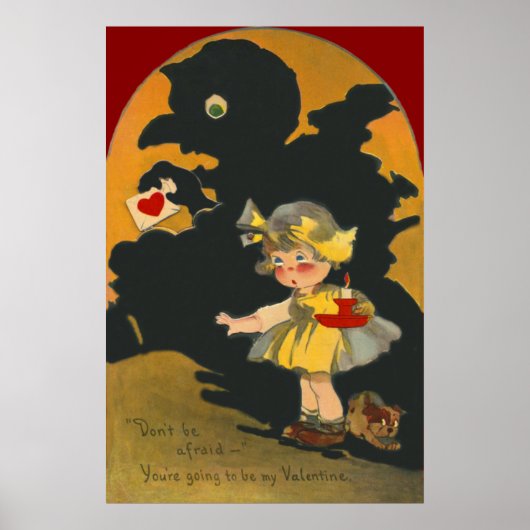 Scared Girl Puppy Dog Monster Valentijn Poster (Voorkant)