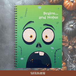 Scared Green Zombie Halloween Spiral Notebook Notitieboek